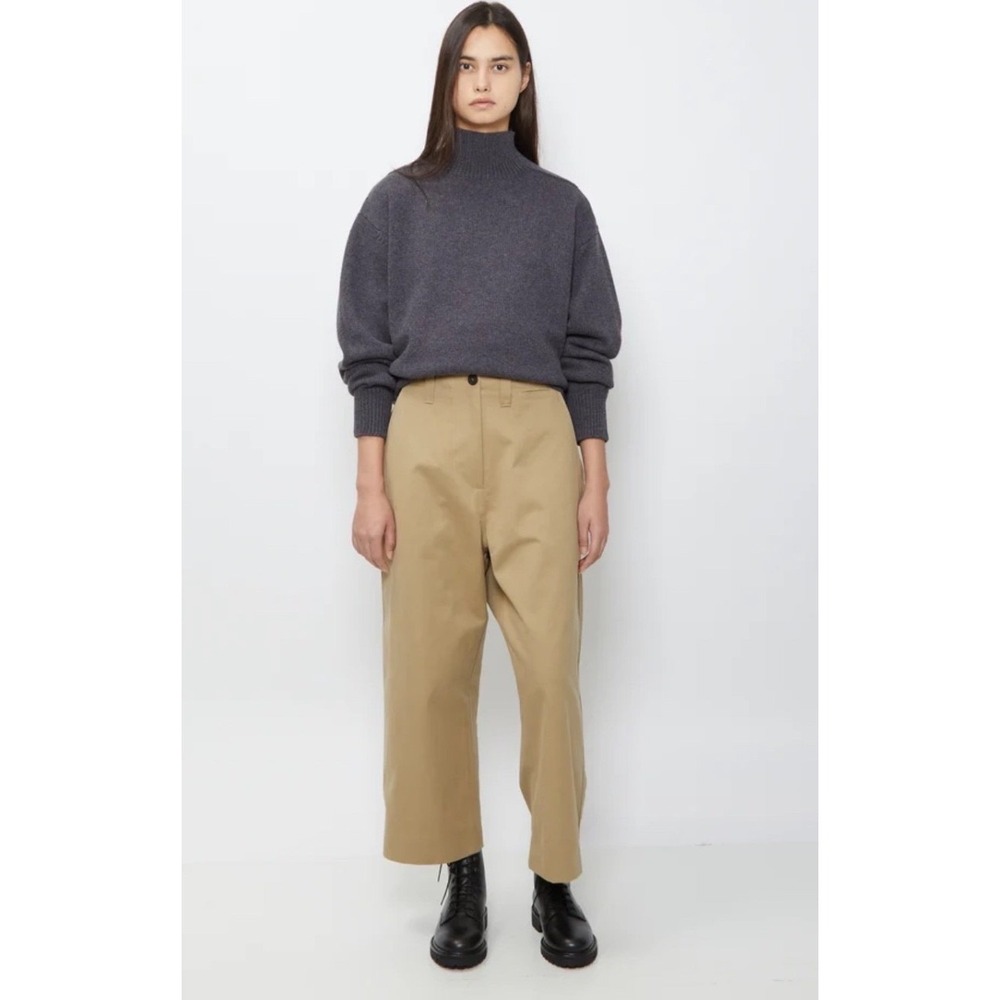 Studio Nicholson Asher Cotton Pant Tan High Waisted Wide Leg Cropped Trousers 0